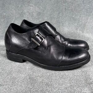 Calto Monk Strap Dress Shoes Black Leather Cap Toe Height Increase Mens 8